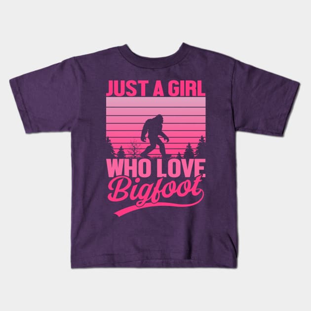 Bigfoot Lover Girl Kids T-Shirt by thechicgeek